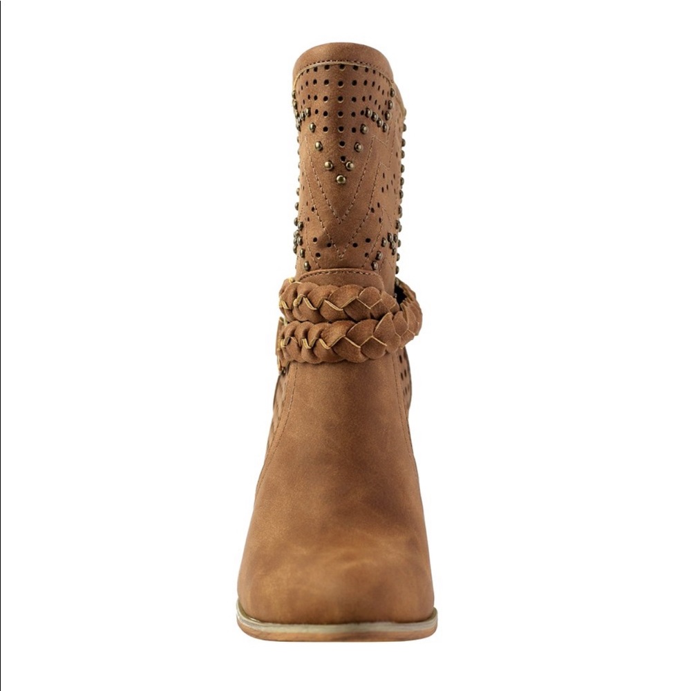 Ladies Steinway Perforated Chunky Heels Booties - Picture 6 of 7